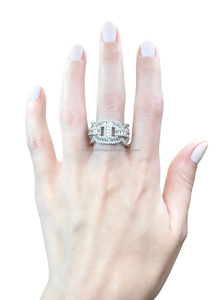 Icy Curb <b>Thick</b> Chunky Cuban Link Rhodium Plated Cluster Diamond Moissanite Statement Luxury Cocktail Hip Hop <b>Ring</b> for Women - Product Image 5