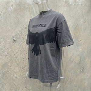 Camiseta Snowgrace para Hombre, Talla Grande, Estampado de Cuervo Negro, Manga Corta, Algodón Jersey, Cuello Redondo, Estilo Casual - Product Image 6