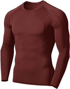 Camiseta de Compresión Transpirable de Buena Calidad para Entrenamiento de Lucha, Impresión por Transferencia de Calor Personalizada, Tela de Poliéster, Manga Larga, Logotipo Personalizado para Hombre - Product Image 1