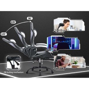 Adult Ergonomically Designed Electronic Gaming Chair with PU Leather Lounge Chair Footstool and Waist Support-Game Lounge Chair - Product Image 5