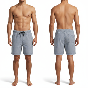 Nouveau design – Short décontracté en coton rayé de qualité supérieure, taille élastique avec cordon de serrage, confortable pour l'été, logo personnalisé, vente en gros - Product Image 3