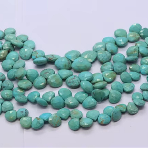 Perles de turquoise naturelle d'Arizona facettées en forme de cœur, taille 7 à 8 mm, qualité supérieure, pierres précieuses authentiques de turquoise d'Arizona. - Product Image 1