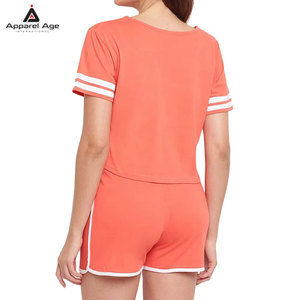 Customized Women Shirt And Shorts Custom Made Two Piece Set Oem Service Women Shirt And Shorts - Product Image 4