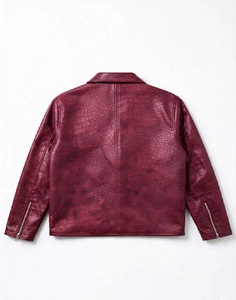 Chaqueta Bomber de Lona y Cuero Genuino Borgoña para Hombre, con Estampado de Cocodrilo Exótico, Transpirable, de Lujo, Estilo Vintage para Invierno - Product Image 4