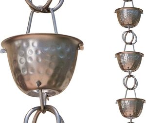 Cadena de lluvia metálica decorativa de marca privada para colgar en jardines, techos, drenaje de agua de lluvia, uso en exteriores y hogares. - Product Image 1