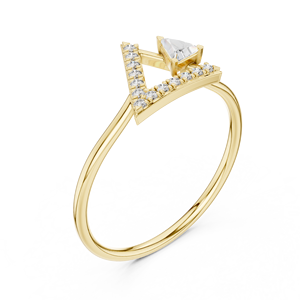 Bague géométrique en or jaune avec moissanite taille princesse pour femme, bijou fin minimaliste, cadeau - Product Image 4