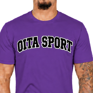 Camiseta Morada Ajustada para Hombre, Manga Corta, Cuello Redondo, Estampado Personalizado, Corte Slim, Informal, de Algodón, Venta al Por Mayor, Ropa Urbana Deportiva - Product Image 3