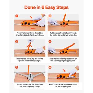 Kit Sigillatore per Reggiatura Resistente con 3200 Piedi di Nastro PP, 1000 Sigilli Metallici e 50 Protezioni Angolari per Imballaggio - Product Image 3