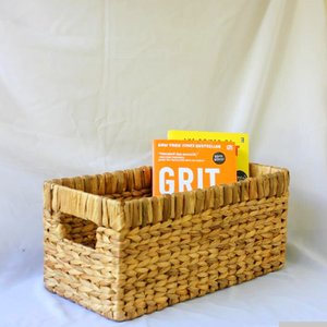 MAURI S Natural Water Hyacinth Storage <b>Basket</b> Handmade Woven Organizer Bin Decorative <b>Shelf</b> <b>Basket</b> Home Office Magazine Book - Product Image 5