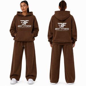 High Quality Streetwear Plus Size Women's Tracksuit Custom Luxury Tech Fleece Tracksuit Oversized Hoodie and <b>Sweatpants</b> <b>Set</b> - Product Image 6