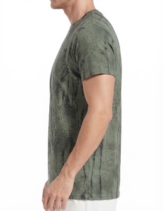 Men's <b>Tie</b>-Dye Short Sleeve O-Neck T-Shirt Regular Fit <b>Knitted</b> Casual Green Patterned Design - Product Image 3
