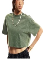 Lot de 4 T-shirts pour femmes en coton biologique écologique, style vintage, taille haute, manches courtes, col rond, légèrement extensibles, couleur unie