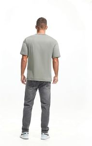 Camiseta de Manga Corta para Hombre, Corte Regular, Color Sólido, Cuello Redondo, 100% Algodón Jersey, Secado Rápido, Transpirable, Ecológica, con Ribete en Contraste - Product Image 4
