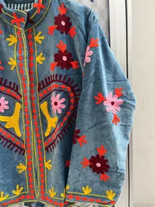 Wholesale MONIT MARKETING Velvet Suzani Embroidered <b>Reversible</b> <b>Jacket</b> | Handmade Traditional Uzbek Style Floral Pattern <b>Jacket</b> | - Product Image 2