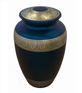 URNA DE CREMACIÓN DE METAL SUMINISTROS FUNERARIOS CLÁSICOS URNA DE ALTA CALIDAD para URNA DE CENIZAS HUMANAS ESTERA AZUL URNA DECORATIVA DE CENIZAS- - Product Image 1