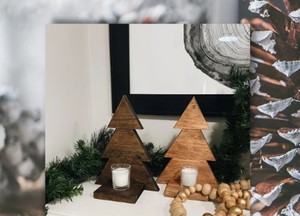 Wooden Handmade <b>Christmas</b> <b>Tree</b> <b>Candle</b> Holder Stand Heat Resistant Matte Finish Home Decoration for Birthday - Product Image 5