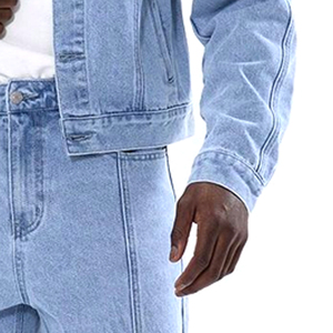 Ensemble streetwear personnalisé 2026 : Veste en jean délavée et pantalon en denim deux pièces pour homme, tailles plus - Product Image 4