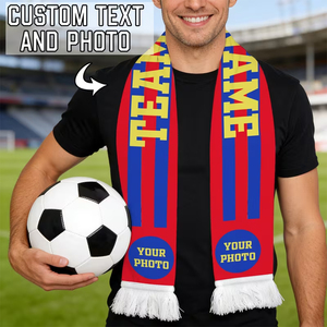 ผ้าพันคอยาวออกแบบเองสำหรับแฟนคลับฟุตบอล พิมพ์ลายทีมฟุตบอล ผ้าถักแฟชั่นสำหรับผู้ชาย วัสดุอะคริลิก 100% - Product Image 3