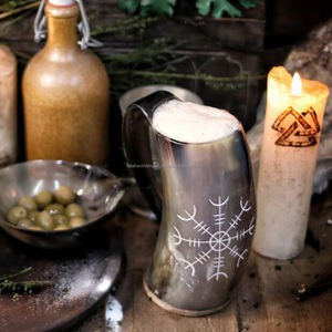 Taza de cuerno para beber genuina antigua para cerveza, vino, hidromiel y cerveza, buey y cuerno de búfalo, taza de cuerno de jarra, vasos de Falak World Export - Product Image 3