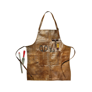 Brown Leather <b>Apron</b> With Pockets And Adjustable Straps For Workshop Use - Product Image 6
