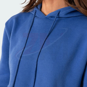 Sudadera con Capucha Corta Azul para Mujer, Talla Extra Grande, Manga Larga, Corte Holgado, Estilo Casual Urbano - Product Image 5