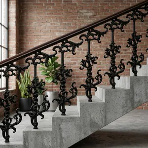 Balaustres de hierro forjado elegantes, clásicos y decorativos, kit de repuesto de pasamanos metálicos para soporte de pasamanos de escalera interior - Product Image 6