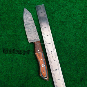 Couteau de cuisine Santoku professionnel en acier Damas, éco-responsable, fait main, pour couper les steaks et les fruits, options OEM personnalisables - Product Image 2