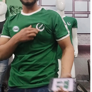 Collar Ringer T Shirt 50% <b>Ring</b> Spun Cotton 50% Polyester Ringer T Shirts - Product Image 1