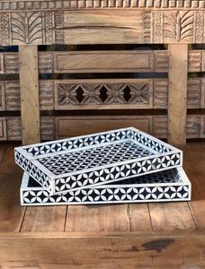 Bandeja de servir con incrustaciones de nácar, diseño elegante, bandeja de MDF, bandejas decorativas, bandeja de resina a un precio muy asequible - Product Image 2