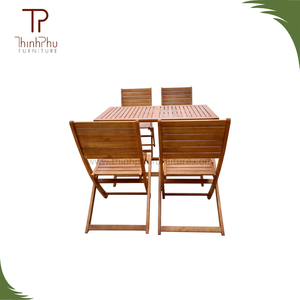 KAI Reg Solid Wood Outdoor Dining <b>Table</b> Set with 4 Chairs <b>Square</b> Modern Design Durable Restaurant Furniture - Product Image 1
