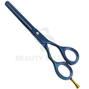 Juego de Tijeras Profesionales para el Cabello con Diseño de Puntos Azules, Tijeras de Corte y Entresacado con Borde Convexo Afilado y Patrón Vibrante - Product Image 5