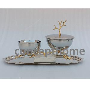 Nouvel ensemble de brûleurs d'encens de style arabe en métal, luxueux, avec décoration florale dorée, pour la décoration intérieure 2026 - Product Image 5