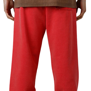 Pantalon en molleton ample personnalisé pour homme, jambe large, taille à cordon, ourlet ouvert, petit logo, style streetwear, fournisseur d'usine de vêtements OEM - Product Image 4