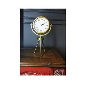 Classic Gold Metal Stand Tabletop <b>Clock</b> Suitable For Living Room Display And Housewarming Gifting Wholesale From India - Product Image 2