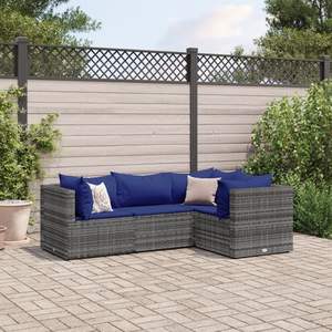 Ensemble de salon de jardin modulaire moyen en rotin PE gris pour usage extérieur - Product Image 1