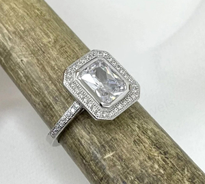 Anillo de Boda Cristiano Minimalista con Circonita Cúbica de 7x9mm en Forma Octogonal, Chapado en Plata 925, con Engaste de Bisel, el Más Vendido, Regalo Ideal - Product Image 2