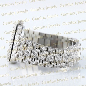 Haute Qualité Cadran Arabe Blanc Date Automatique Entièrement Glacé D VVs Moissanite Diamant Hip Hop Diamant Montre Hommes - Product Image 5