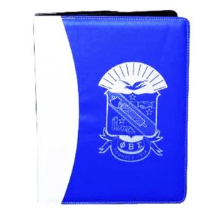 Phi Beta Sigma Padfolio Blue White Greek Fraternity Portfolio Organizer Leather <b>Folder</b> Business Document Holder Professional - Product Image 1