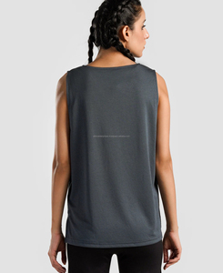 Débardeurs courts en maille de qualité supérieure pour femmes, couleur anthracite, respirants, séchage rapide, style streetwear, 100 % polyester, impression numérique - Product Image 3
