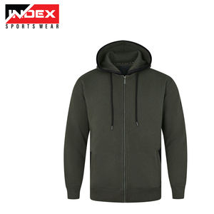 Sudadera con Capucha y Cierre de Cremallera para Hombre, Color Verde Oliva, Corte Regular, Forro Polar, Estilo Casual para Otoño, con Diseño de Bolsillo Frontal, Marca INDEX SPORTSWEAR - Product Image 3