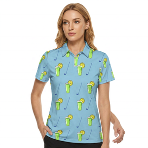 Camisa Azul Claro para Hombre con Estampado de Bebida Verde, Manga Corta, Informal, de Punto, Poliéster Transpirable, Antiarrugas, de Secado Rápido, ODM - Product Image 5