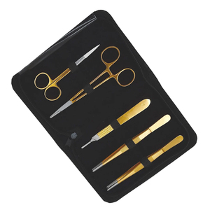 Kit de dissection chirurgical 5 pièces en acier allemand, revêtement doré, pour étudiants en biologie et médecine, prix abordable - Product Image 2