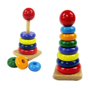 Jeu d'empilage de bagues en bois artisanal pour enfants Figurine et jouet de Noël - Product Image 1