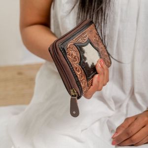Porta Pasaportes de Cuero Genuino Rústico Vintage, Estilo Occidental, con Cierre de Cremallera, para Mujer, Venta al Por Mayor - Product Image 2
