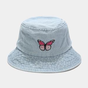Sombrero de Pescador de Mezclilla con Bordado de Mariposa, Unisex, Casual, de Moda para Primavera/Verano, para Adultos - Product Image 3