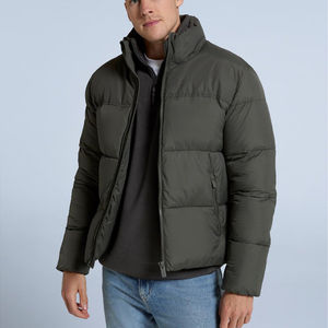 Customizable Men's <b>Quilted</b> <b>Jacket</b> with Stand Collar & Hood Breathable Canvas Material Sublimation Printing & <b>Pattern</b> Decoration - Product Image 3