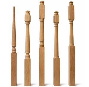 Poteau de balustrade EFS traditionnel en bois massif de chêne rouge, installation facile pour clôture de jardin, portail, escalier vertical, pièces d'escalier - Product Image 2