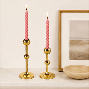 Ensemble de bougeoirs coniques dorés de luxe tendance, élégants supports de bougies en métal, décoration moderne pour la maison et les fêtes de Noël - Product Image 2