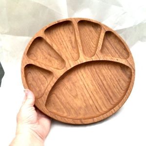 ถาดไม้ทรงกลมแบบคลาสสิก ทนทาน สำหรับเสิร์ฟอาหารเช้า กาแฟ ชา ขนม ผลไม้ - Product Image 3