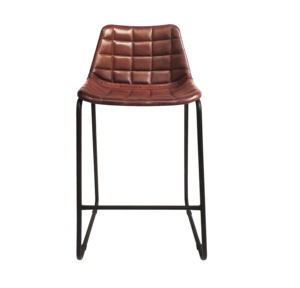 Modern Furniture Tan Brown and <b>Black</b> Metal Frame <b>Bar</b> <b>Stool</b> with Square Tufted PU Leather Seat Restaurant & Cafe <b>Bar</b> Chair - Product Image 1